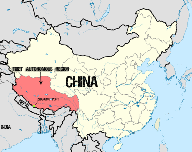 TAR china map - তিব্বত চীন দখল